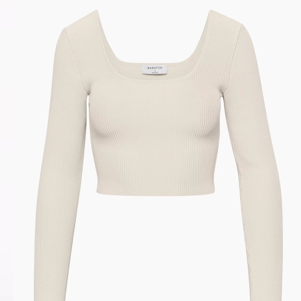 Babaton Sculpt Knit Squareneck Cropped Longsleeve